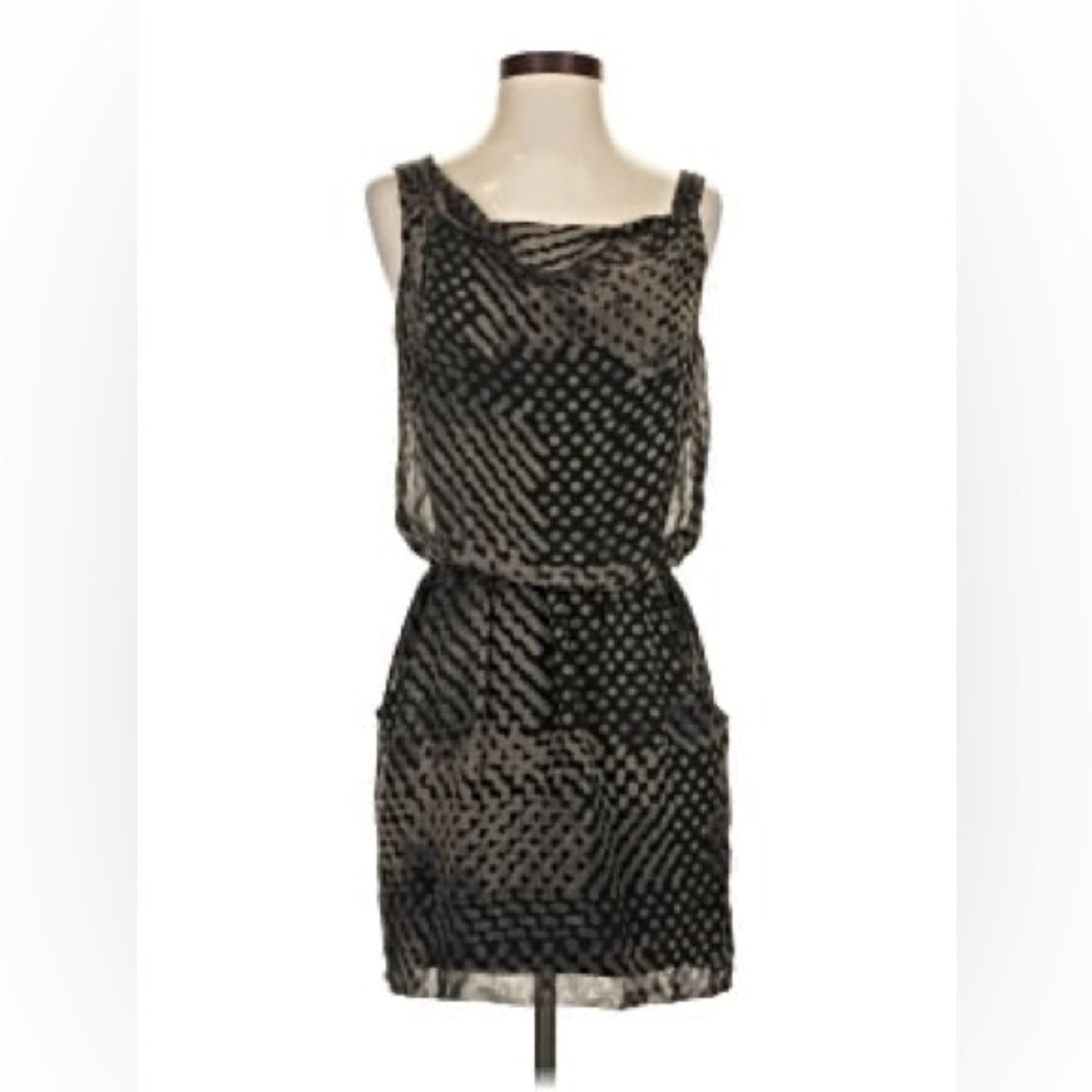 Theory Jaylyn Black and Gray 100% Silk Mini Dress Size 2 NWT